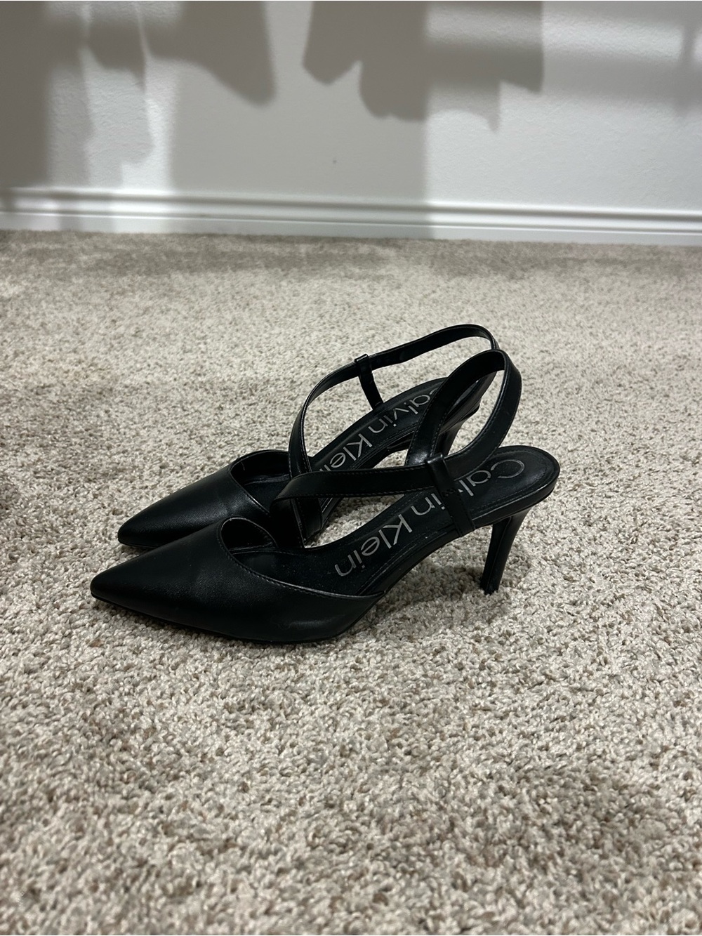 Calvin Klein Black Pointed Slingback Pumps